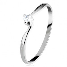 Inel de logodnă din aur de 14K - diamant strălucitor, braţe înguste - Marime inel: 59