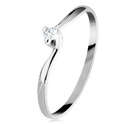 Inel de logodnă din aur de 14K - diamant strălucitor, braţe &amp;icirc;nguste - Marime inel: 59 foto
