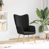 VidaXL Fotoliu de relaxare, negru, material similar l&acirc;nă