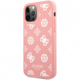 Husa TPU Guess Liquid Silicone White Peony pentru Apple iPhone 12 / Apple iPhone 12 Pro, Roz GUHCP12MLSPEWPI