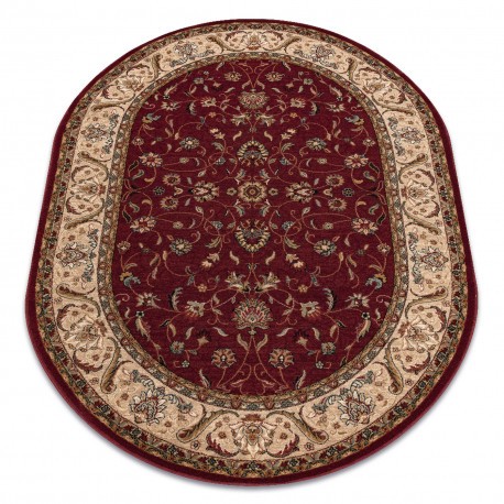 Covor de l&acirc;nă Omega oval Aries rubinie, 200x300 cm