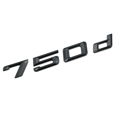 Emblema 750d Negru lucios, spate portbagaj BMW foto