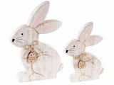 Cumpara ieftin Set 2 figurine Iepurasi Paste lemn 28.5x3x40 cm, 21x2.5x30 cm