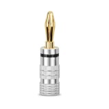Mufa banana tata 4mm metal cu surub si inel negru