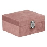 Cutie de depozitare din lemn cu catifea roz, 16x16x8 cm, CMCLASS