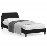 VidaXL Cadru de pat cu tăblie, negru, 90x200 cm, piele ecologică