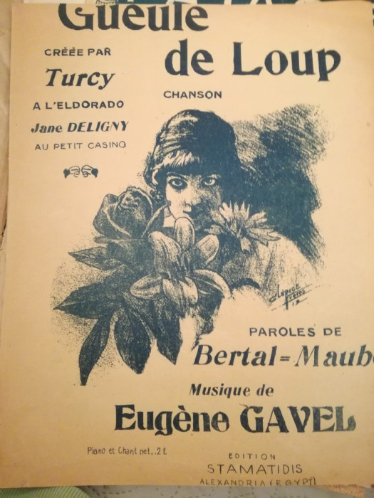 partitura interbelica La gueule de loup, chanson, musique Eugene Gavel