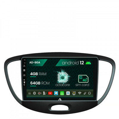 Navigatie Hyundai I10 (2007-2013), Android 12, A-Octacore 4GB RAM + 64GB ROM, 9 Inch - AD-BGA9004+AD-BGRKIT198 foto