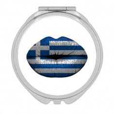 Buze Steag grecesc : Cadou Oglinda compacta : Grecia Expat Tara Pentru Femeia ei Feminin Femei Sexy Steaguri Ruj foto
