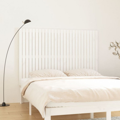 vidaXL Tăblie de pat pentru perete, alb, 166x3x110 cm, lemn masiv pin foto