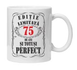 Cana alba personalizata &quot;editie limitata&quot;, 75 ani, INOVATIX&reg;. 330ml