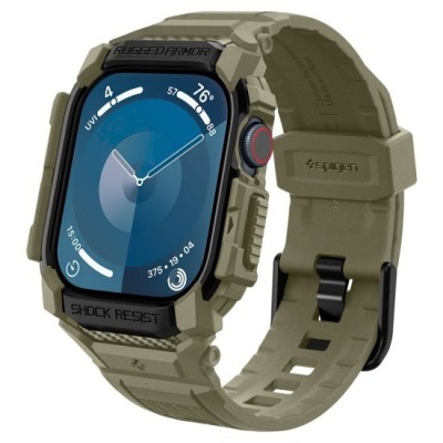 Husa pentru Apple Watch 10 46mm + Curea - Spigen Rugged Armor Pro - Vintage Khaki foto