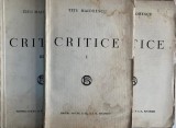 Titu Maiorescu - Critice, 3 volume, Editie veche, Carti Bibliofilie, Brosate, 13x20 cm, Romana