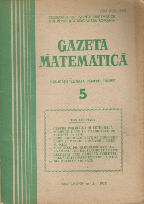 Rom&amp;acirc;nia, Gazeta Matematică, nr. 5/1979 foto