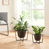 Set 2 buc suport plante masuri diferite Nordmaling metal negru [en.casa] HausGarden Leisure, [en.casa]