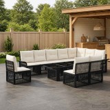 Cumpara ieftin Set de canapele pentru gradina 11 buc. Negru si Alb crem