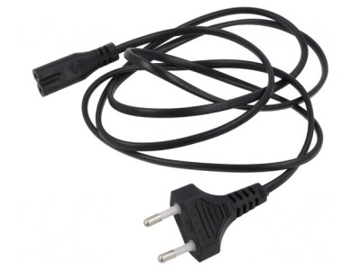 Cablu Alimentare 2x0,5mm2 CEE 7/16 la IEC C7 1,5m Negru foto