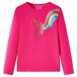 Tricou pentru copii cu m&acirc;neci lungi, roz aprins, 116, vidaXL