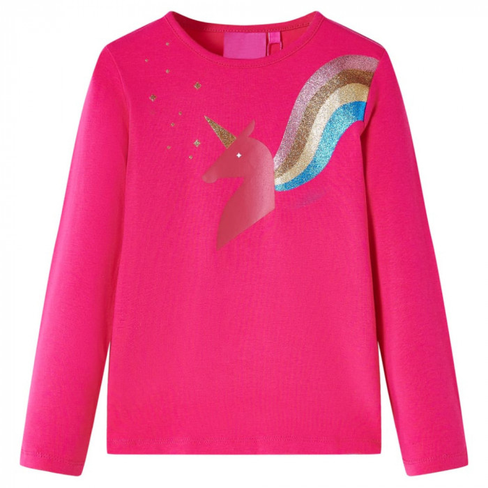 Tricou pentru copii cu maneci lungi, roz aprins, 116 GartenMobel Dekor
