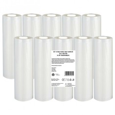 Set 10 role pungi vidat gofrate, dimensiuni 200x6000 mm, transparente, grosime 85 microni, preparare sau depozitare Sous Vide