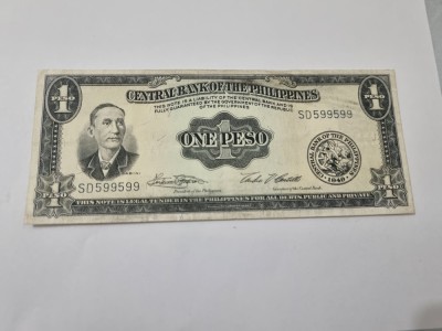 bancnota filipine 1 p 1949-69 foto