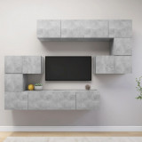 VidaXL Set de dulapuri TV, 8 piese, gri beton, lemn prelucrat