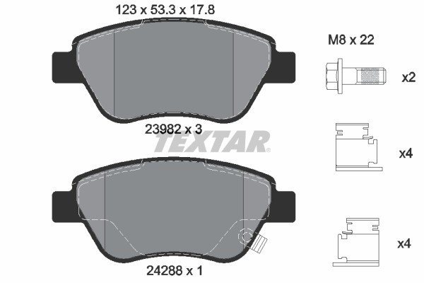TEXTAR 2398202 Q+ set placute frana,frana disc