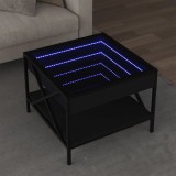 VidaXL Măsuță de cafea cu LED infinity, negru, 50x50x38 cm