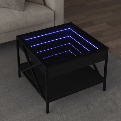 vidaXL Măsuță de cafea cu LED infinity, negru, 50x50x38 cm 847697 foto