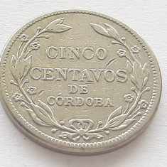 353. Moneda Nicaragua 5 centavos de cordoba 1938 (tiraj 800.000 buc)