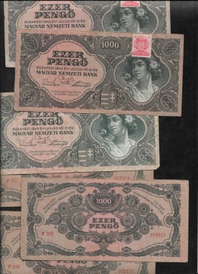Ungaria 1000 1.000 pengo 1945 F-VF pret pe bucata foto