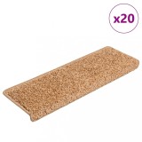 vidaXL Covorașe pentru scări, 20 buc., 65x21x4 cm, bej, cu margini dreptunghiulare