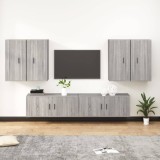vidaXL Set dulapuri TV, 6 piese, gri sonoma, lemn prelucrat