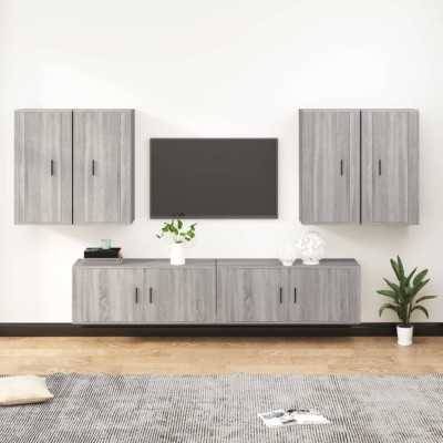 vidaXL Set dulapuri TV, 6 piese, gri sonoma, lemn prelucrat foto