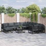 vidaXL Set de canapele pentru grădină cu pernă 11 pcs Negru Aluminiu