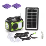 Cumpara ieftin Kit panou solar fotovoltaic 8 acumulatori LiIon 16850 4 becuri incarcare telefon radio mp3 bluetooth