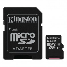 CARD MicroSD KINGSTON 64 GB microSDXC clasa 10 standard UHS-I U3 SDCS2/64GB foto