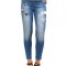 CL744-444 Blugi casual albastri, accesorizati cu aplicatii decorative