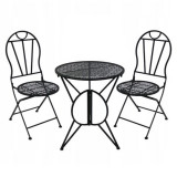 Set mobilier gradina/terasa, metal, negru, 1 masa, 2 scaune, Susan GartenVIP DiyLine