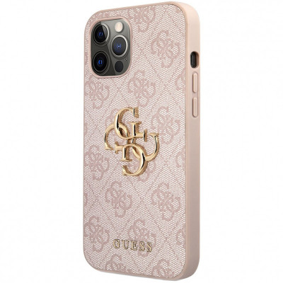 Husa Plastic - TPU Guess 4G Metal Logo pentru Apple iPhone 12 / Apple iPhone 12 Pro, Roz GUHCP12M4GMGPI foto