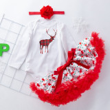 Body cu fustita din saten - Renul (Marime Disponibila: 9-12 luni (Marimea 20, Superbaby