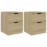 Cumpara ieftin Noptiere, 2 buc., stejar fumuriu, 40x40x50 cm, lemn prelucrat