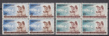 ROMANIA 1957 LP 447 CATELUSA LAIKA PRIMUL CALATOR IN COSMOS BLOCURI 4 TIMBRE MNH, Nestampilat