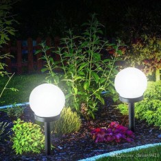 Glob solar 18 led-uri alb cald, lumina intermitenta, 20 cm, suport fix, ip44 foto