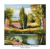 Cumpara ieftin Tablou peisaj din natura pictat manual, Calmitate, 60x60cm ulei pe panza