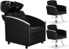 Set Profesionist Spălare Păr Cruz + 2 Scaune Coafor Hidraulice cu Accesorii Bol Ceramic