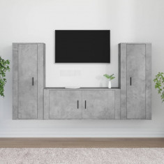 Set dulapuri TV, 3 piese, gri beton, lemn prelucrat foto