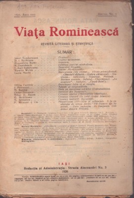 C6802N Viața Rom&amp;icirc;nească, 1/1926, Iași foto