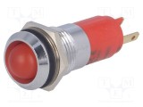 Lampă LED concav roșie 12-14VDC 12-14VAC &Oslash;14,2mm SIGNAL-CONSTRUCT