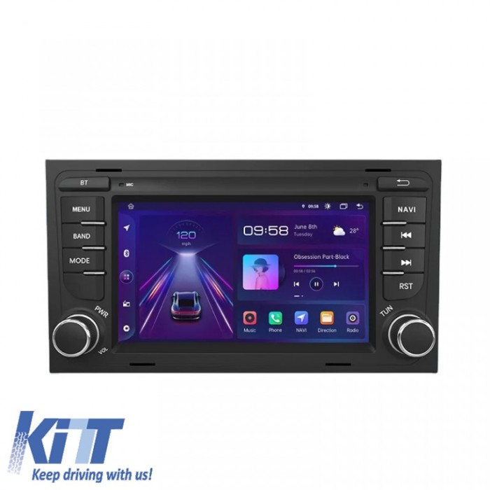 Navigatie Android Dedicata Audi A4 B6 B7 (2001 - 2008), 7Inch, 4Gb Ram, 64Gb Stocare, Bluetooth, WiFi, Carplay Performance AutoTuning
